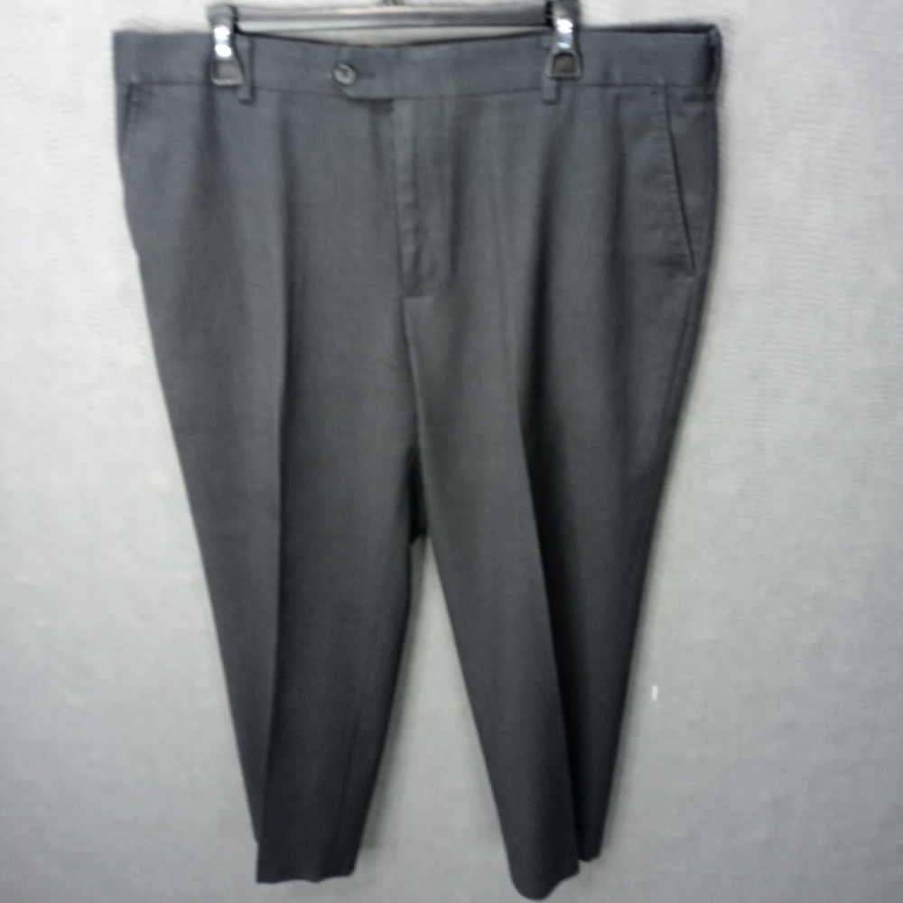 George men's gray dress pants. Flat front no cuff.